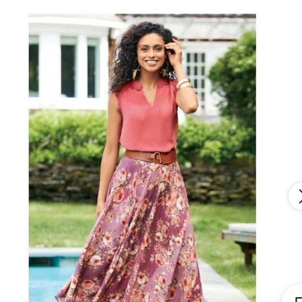Soft Surroundings Floral Asymmetrical Maxi Skirt. Size 10